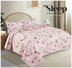 Nordic Life Floral Printed Ultrasonic Bedcover | Microfiber Double Bed Comforter | Lightweight All-Season AC Blanket | Soft Summer Quilt (90x90 Inches)