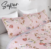 Nordic Life Floral Printed Ultrasonic Bedcover | Microfiber Double Bed Comforter | Lightweight All-Season AC Blanket | Soft Summer Quilt (90x90 Inches)