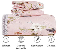 Nordic Life Floral Printed Ultrasonic Bedcover | Microfiber Double Bed Comforter | Lightweight All-Season AC Blanket | Soft Summer Quilt (90x90 Inches)