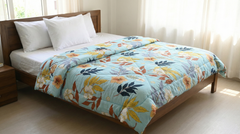 Floral Blue - Nordic Life Double Bed Microfibre Comforter (220x230 CM)