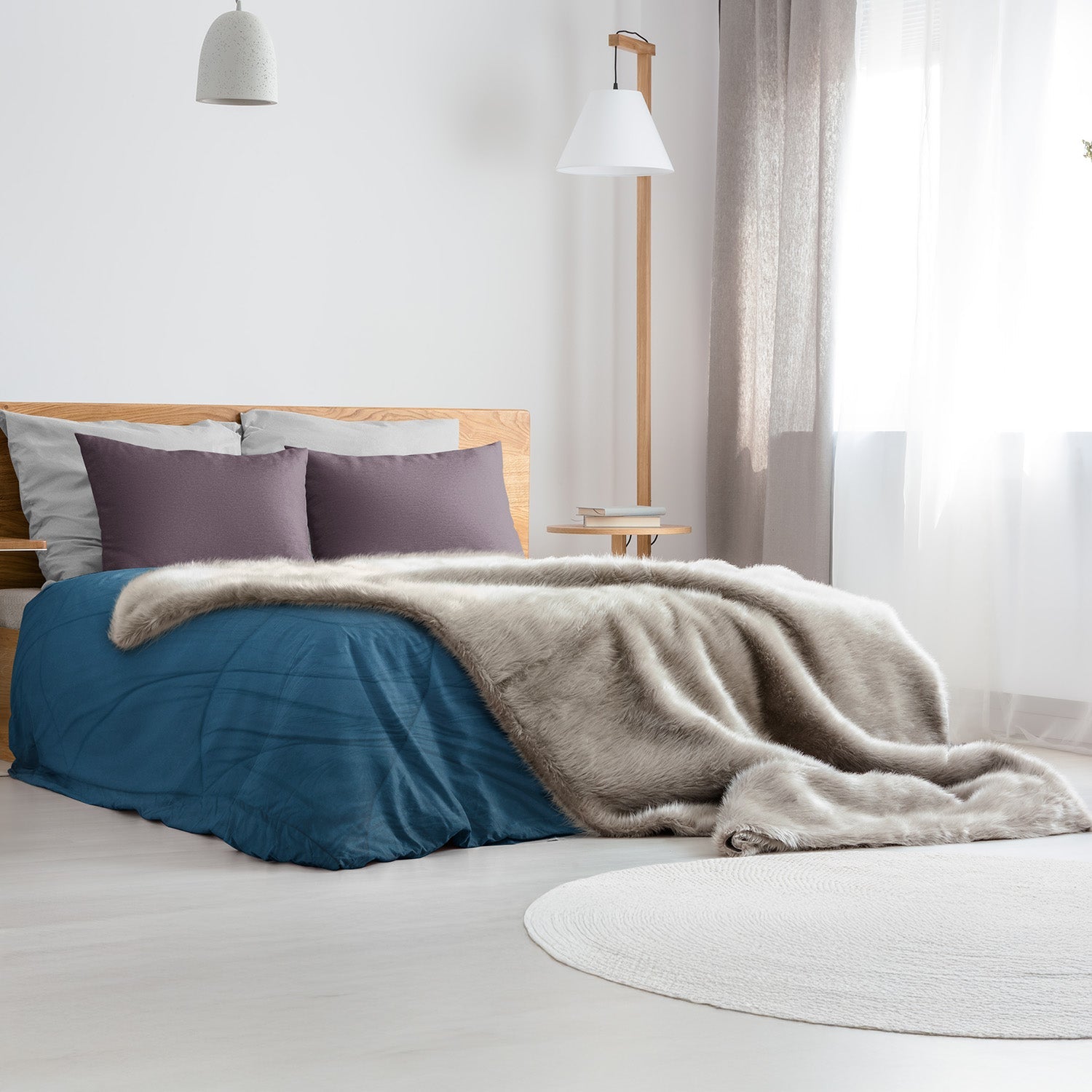 Teal Blue & Sky Blue - Nordic Life Double Bed Microfibre Comforter