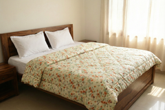 Floral Beige - Nordic Life Double Bed Microfibre Comforter (220x230 CM)
