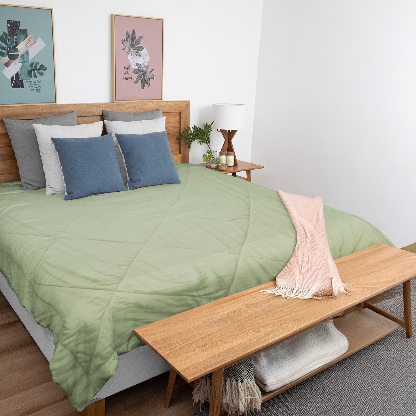 Chartreuse Green & Moon Green, Nordic Life Double Bed Microfibre Comforter 