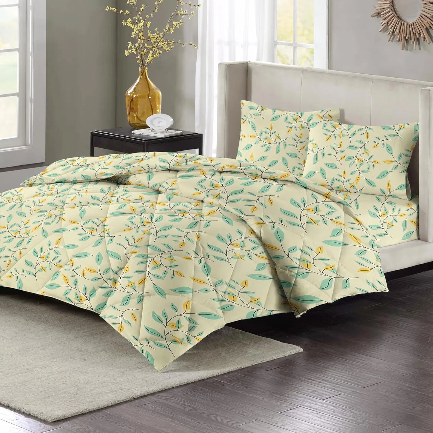 Nordic Life Reversible Microfiber AC Comforter – 220 GSM, All-Season King Size Quilted Blanket 